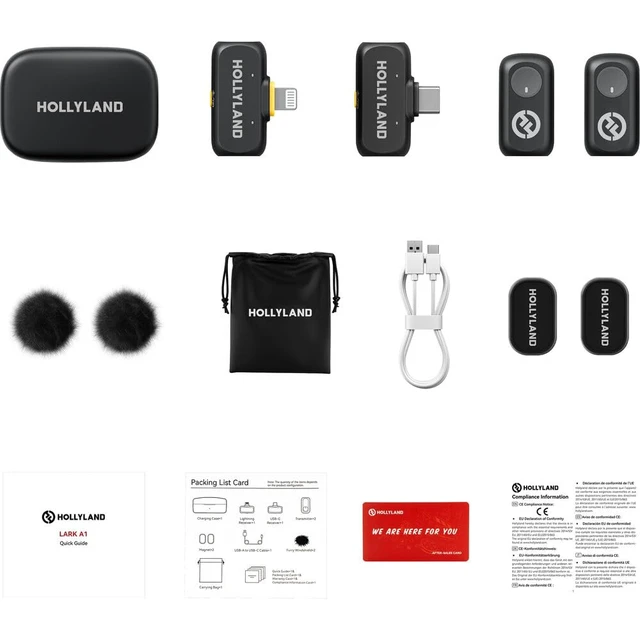 Alt view image 3 of 7 - Hollyland Lark A1 Combo 2-Person Wireless Microphone System with USB-C and Lightning Connectors for Mobile Devices (Space Gray, 2.4 GHz) with Cleaning Cloth Bundle
