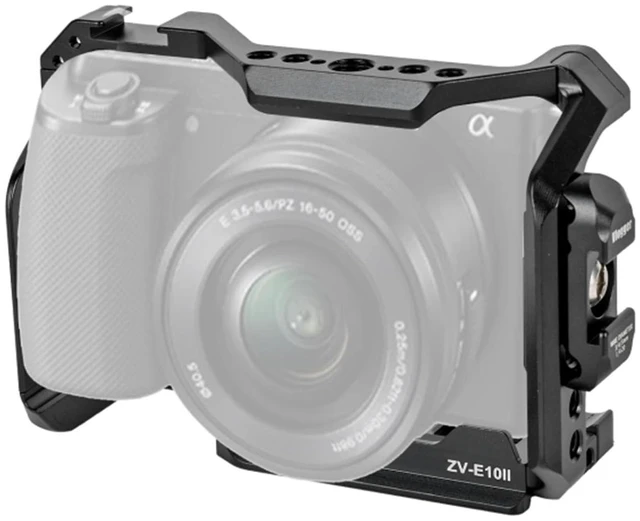 Main image of ZV-E10 II cage,Alpha ZV-E10 ii/ZVE10 ii Camera Cage with Camera Shoulder Strap Lock and HDMI/SDI/USB-A/USB-C/Type-C Cable Clamps,Support 2~6 mm Diameter Cable