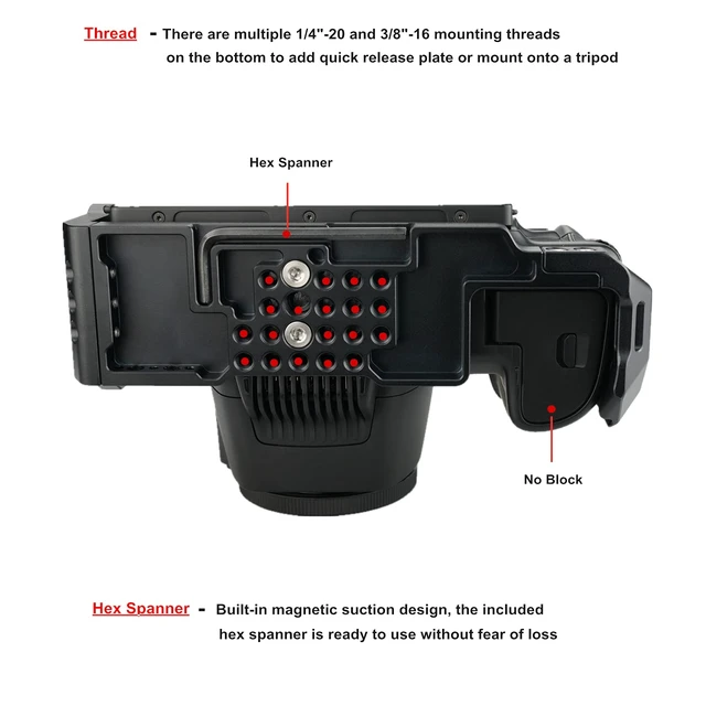 Alt view image 4 of 6 - MAGICRIG Camera Cage for Blackmagic Design Pocket Cinema Camera 6K Pro / G2 | BMPCC 6K Pro/G2 Cage | with Top Handle | Built-in Cold Shoe, NATO Rail | Camera Cage Accessories | Detacbable