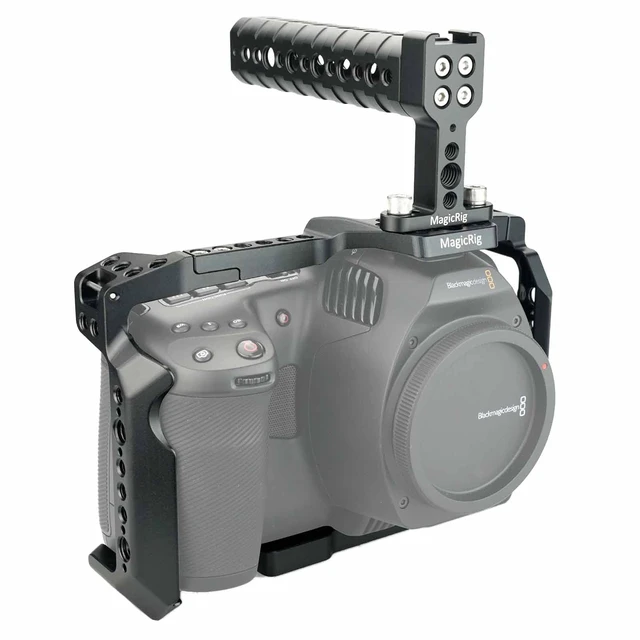 Alt view image 6 of 6 - MAGICRIG Camera Cage for Blackmagic Design Pocket Cinema Camera 6K Pro / G2 | BMPCC 6K Pro/G2 Cage | with Top Handle | Built-in Cold Shoe, NATO Rail | Camera Cage Accessories | Detacbable