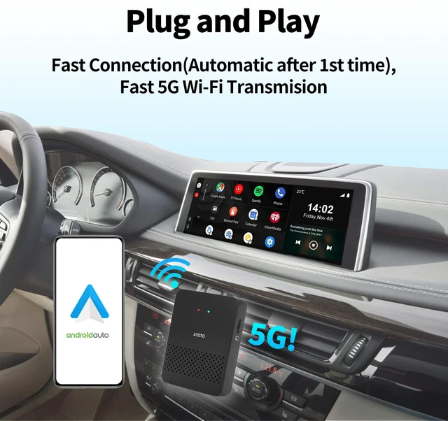 Alt view image 3 of 7 - ATOTO AD3AA-BK Wireless Android Auto Adapter, Convert Wired to Wireless for Factory Wired Android Auto or Aftermarket Head Unit, Compatible with Toyota/Nissan/Honda/Ford/Audi/Benz, Online Update