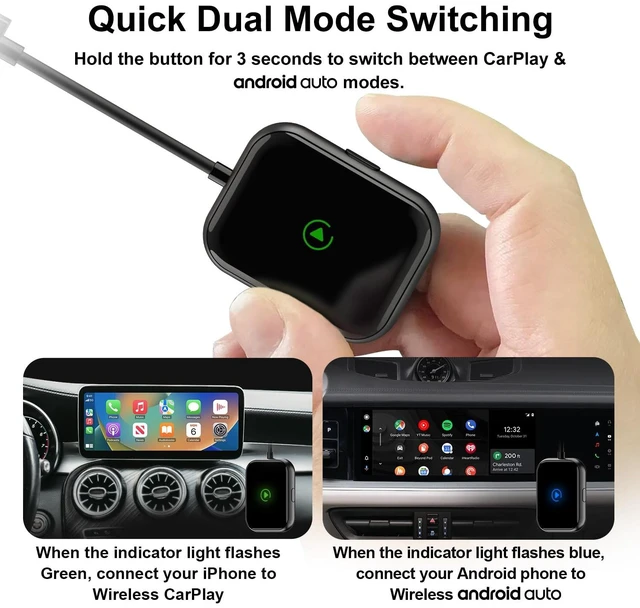 Alt view image 5 of 6 - Wireless CarPlay & Android Auto Adapter 2-in-1 Plug & Play Solution, Converts Wired Systems to Wireless, Compatible with iPhone & Android