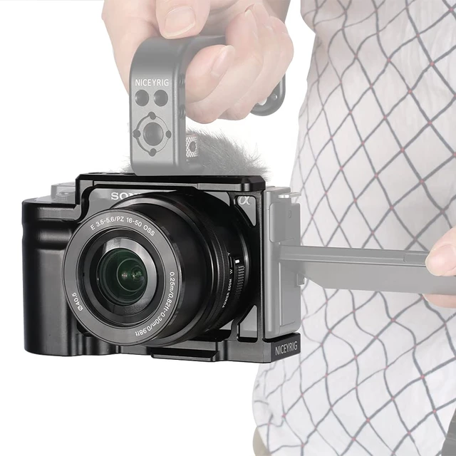 Alt view image 4 of 7 - NICEYRIG Cage for Sony ZV-E10 Vlog Vlogging Camera with Aluminum HandleGrip | Arri & 1/4 Threads, Top Nato Rail, Mount Arca Standard Tripod