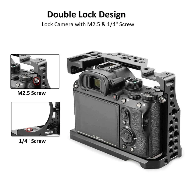 Alt view image 4 of 6 - MAGICRIG A7RIII / A7III / Alpha 7 III /A7M3 Quick Release Camera Cage Kit | for Sony A7R3 /A7R Mark III/ILCE-7RM3,with Rubber ARRI Locating Top Handle,with 5 Cold Shoe ,1/4"-20 & 3/8"-16 ARRI Threads