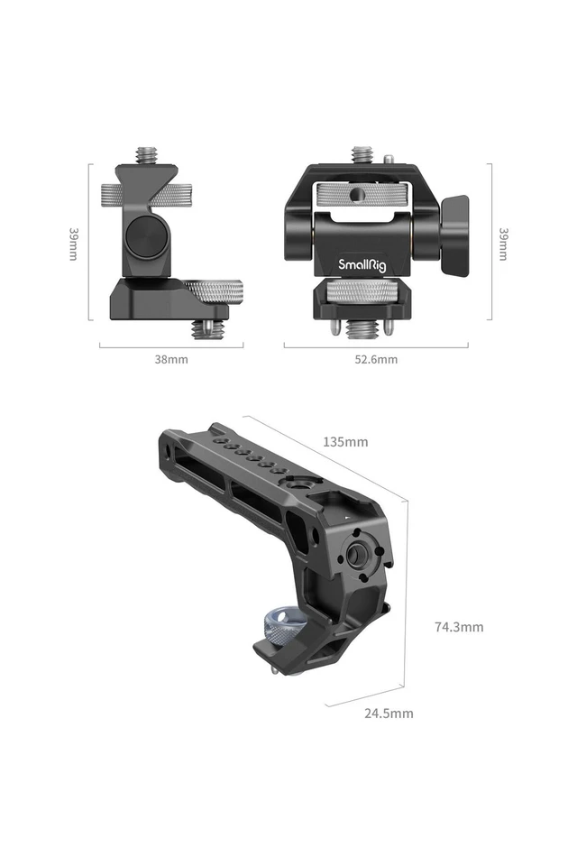 Alt view image 3 of 7 - SMALLRIG Top Handle & Monitor Mount with 3/8"-16 Locating Holes for ARRI | 1/4"-20 Threaded Hole, 5 Built-in Cold Shoe, 360° Swivel and 180° Tilt Adjustable, Anti-Twist Design - 5323