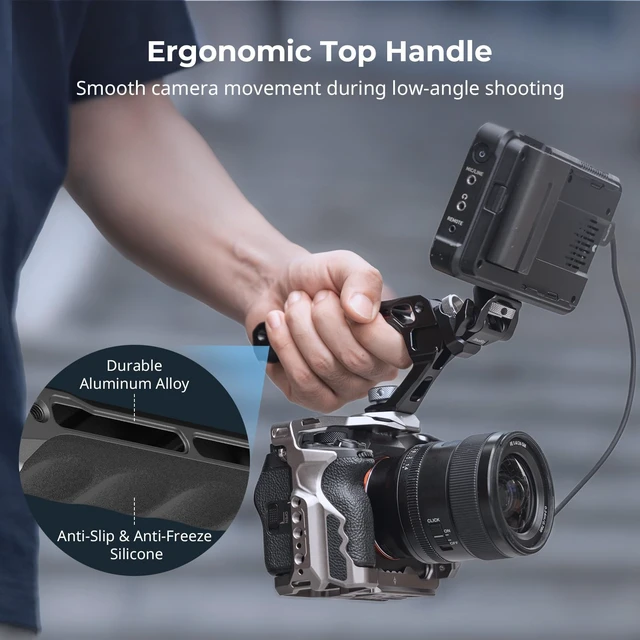 Alt view image 2 of 7 - SMALLRIG Top Handle & Monitor Mount with 3/8"-16 Locating Holes for ARRI | 1/4"-20 Threaded Hole, 5 Built-in Cold Shoe, 360° Swivel and 180° Tilt Adjustable, Anti-Twist Design - 5323