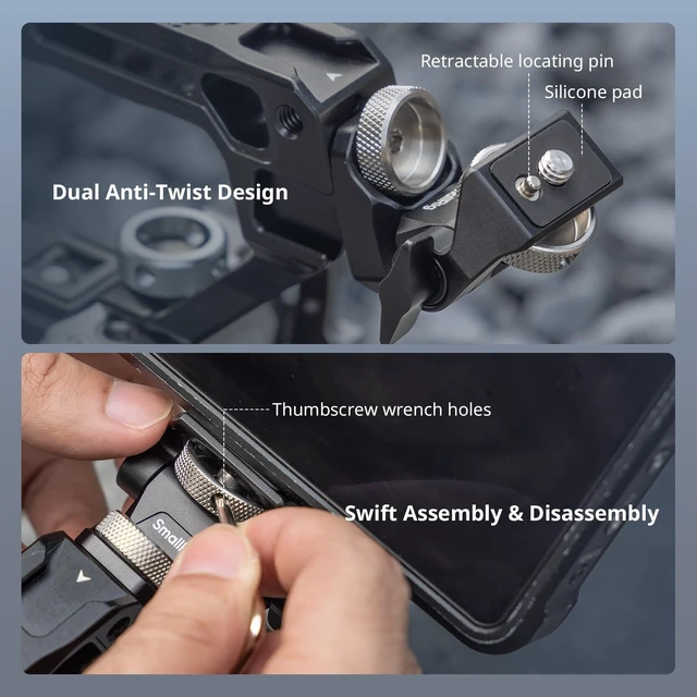 Alt view image 7 of 7 - SMALLRIG Top Handle & Monitor Mount with 3/8"-16 Locating Holes for ARRI | 1/4"-20 Threaded Hole, 5 Built-in Cold Shoe, 360° Swivel and 180° Tilt Adjustable, Anti-Twist Design - 5323