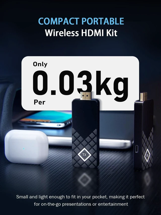 Alt view image 5 of 5 - Wireless HDMI Transmitter and Receiver Kit Portable,Plug and Play 165FT 2.4/5G @60Hz HD, Extender HDMI Adapter Converter for Casting Video from Laptop, PC to Monitor/Projector/HDTV (TX)