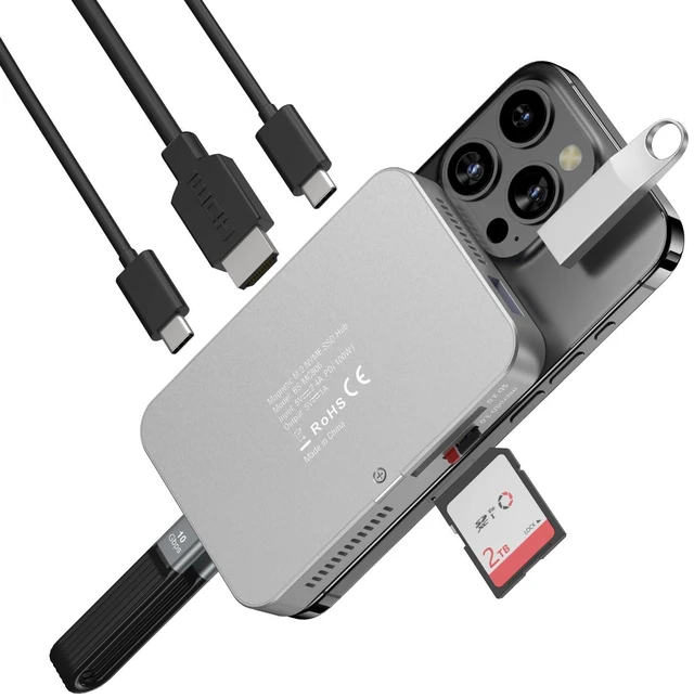 Main image of MiliPow Magnetic M.2 NVMe Enclosure with Cooling Fan, 7 in 1 USB C Hub 10Gbps Data Transfer 4K@60Hz HDMI 100W Power Delivery SD/TF Card Reader M.2 NVMe SSD Docking Station for Type-C Devices