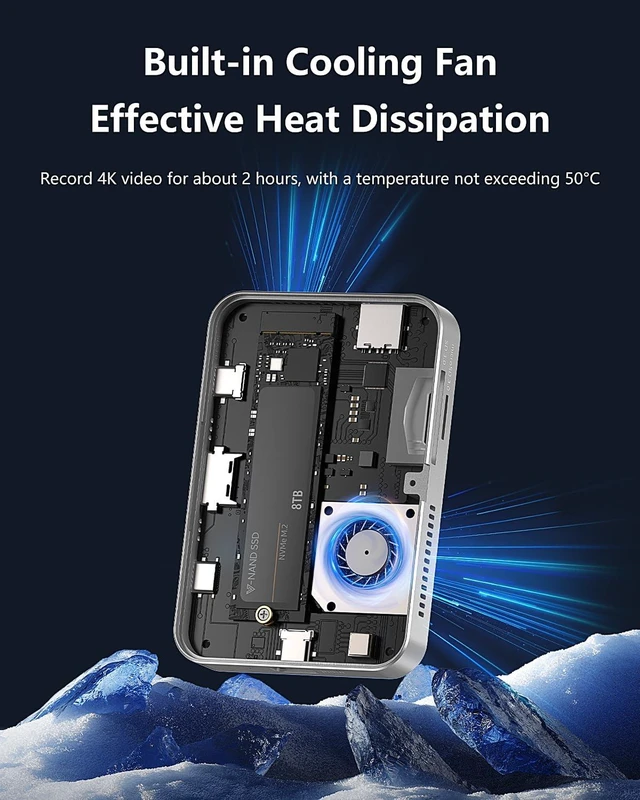 Alt view image 4 of 7 - MiliPow Magnetic M.2 NVMe Enclosure with Cooling Fan, 7 in 1 USB C Hub 10Gbps Data Transfer 4K@60Hz HDMI 100W Power Delivery SD/TF Card Reader M.2 NVMe SSD Docking Station for Type-C Devices