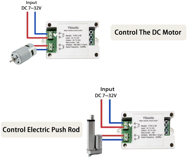Alt view image 4 of 7 - Tuya Smart WiFi/Bluetooth DC Motor Controller 10A 7-32V Reversible Switch with Timer, Voice Control for Electric Actuators, Smart Home (Alexa Compatible)
