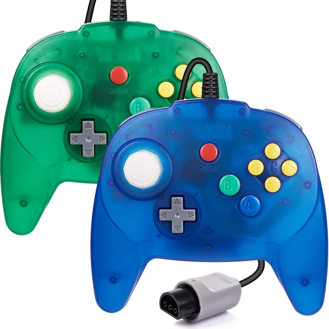 Main image of miadore 2 Pack Classic N64 Controller, Wired N64 Retro 64-bit Mini Gamepad Remote with Upgraded Japan Joystick for Ultra N64 Console Video Game System ( Blue/Green )