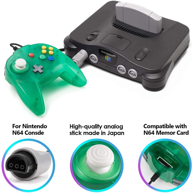 Alt view image 3 of 6 - miadore 2 Pack Classic N64 Controller, Wired N64 Retro 64-bit Mini Gamepad Remote with Upgraded Japan Joystick for Ultra N64 Console Video Game System ( Blue/Green )