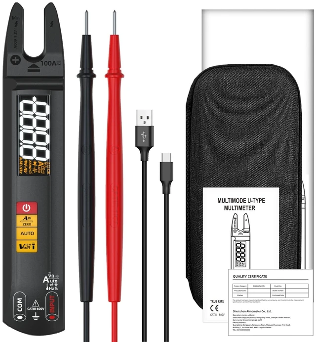 Main image of Open Jaw Digtal Multimeter 6000 Counts Clamp Meter, Digital Electrical Tester,Rechargeable with Smart Mode,Measuring Resistance,Capacitance,Frequency,Continuity,Diode,AC/DC Voltage&Current