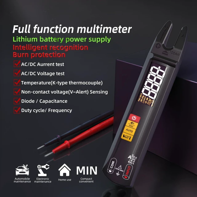 Alt view image 2 of 7 - Open Jaw Digtal Multimeter 6000 Counts Clamp Meter, Digital Electrical Tester,Rechargeable with Smart Mode,Measuring Resistance,Capacitance,Frequency,Continuity,Diode,AC/DC Voltage&Current
