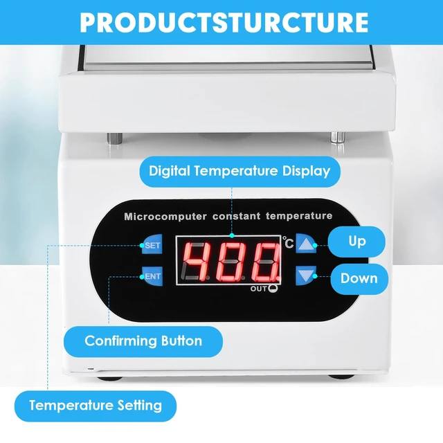Alt view image 2 of 7 - 350W Soldering Hot Plate,100×100mm LED Microcomputer Preheat Rework Heater | 110V Aluminum Preheat Soldering Station Welder 30400 Wide Adjustable Temperature & Precise CPU Constant Temp Control