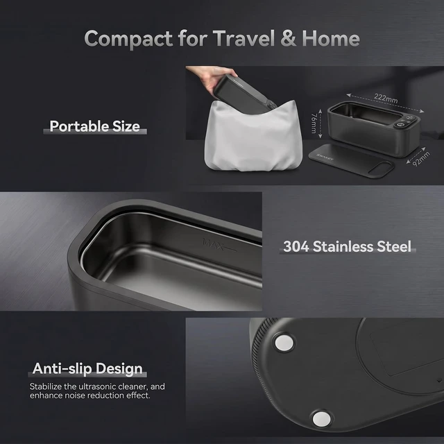 Alt view image 6 of 7 - SWAREY Ultrasonic Jewelry Cleaner Retainer Rings Dentures 23OZ (680ML) 360° Deep Cleaning 45KHz Professional Ultrasonic Glasses Cleaner with 5 Digital Timer and Watches Stand 304 Stainless Steel Tank