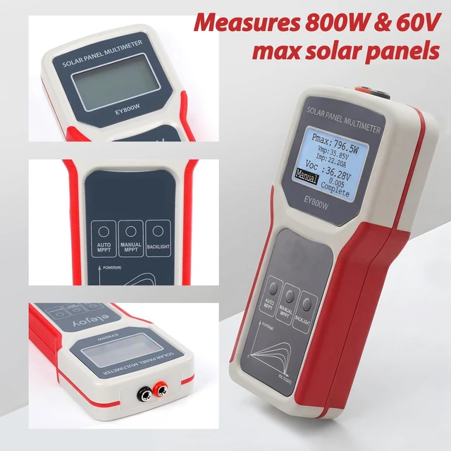 Alt view image 3 of 7 - Solar Panel Tester/EY800W Solar Panel Meter/PV Testing Instrument Ultra Open Circuit Voltage Auto/Manual MPPT Clear LCD