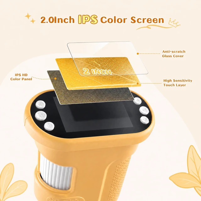 Alt view image 3 of 7 - 1000X Handheld Microscope for Kids 2.0" IPS Eye Protection Screen, Pocket Microscope with Long Battery Life, Rechargeable Microscopes for Edu Gift STEM Toys for Children