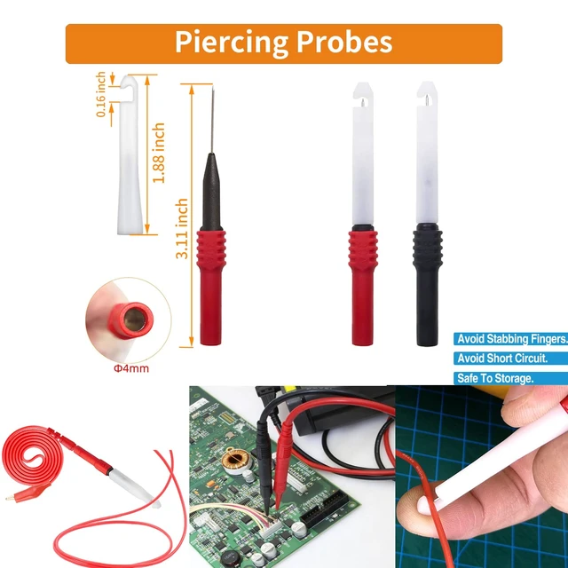 Alt view image 7 of 7 - Makeronics 28-in-1 Electrical Multimeter Test Lead Kit with Carrying Case | Compatible with Fluke Digital Multimeter | Hanging Strap | Wire Piercer | Alligator Clips for Digital Electrical Testing