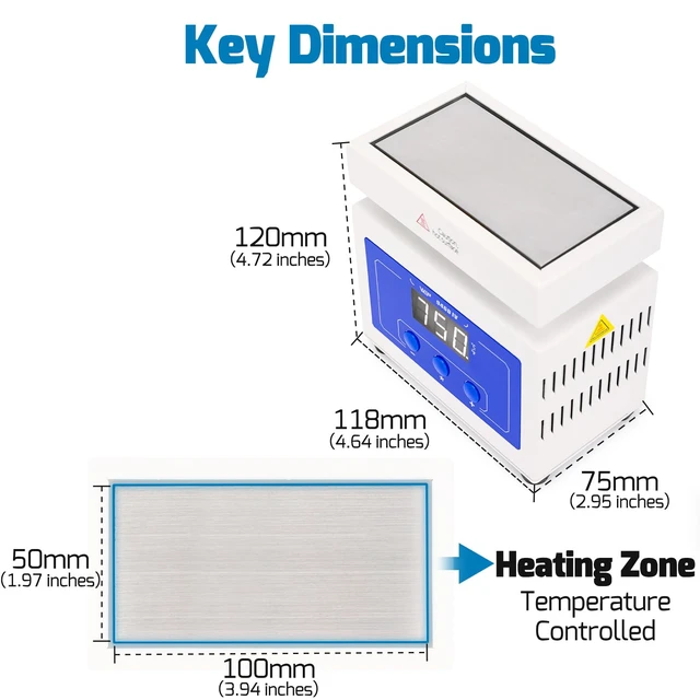 Alt view image 3 of 7 - WEP 946D IV 100x50mm Small LED Soldering Hot Plate for SMD BGA Smartphone Microcomputer Rework Reflow, 210W Preheater Station with / Digital Temperature Control