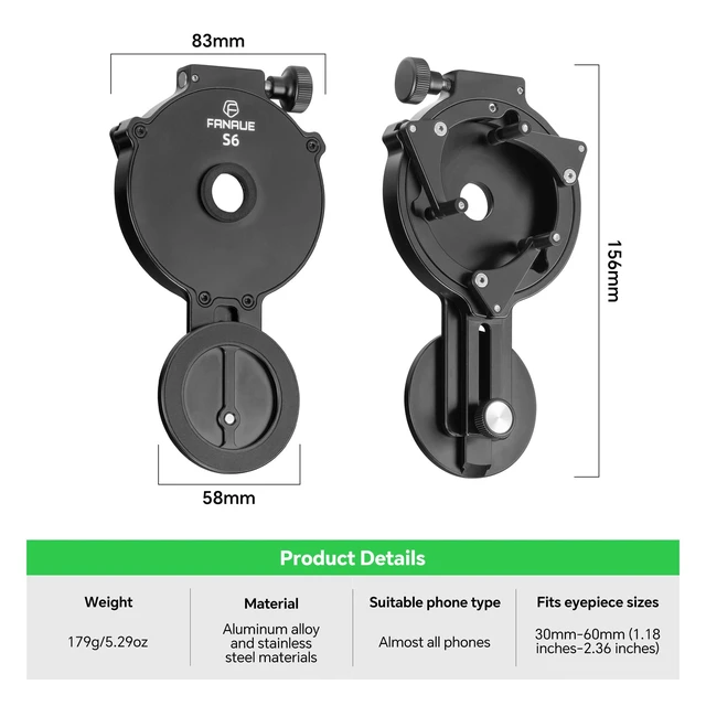 Alt view image 2 of 7 - FANAUE Telescope Phone Adapter, Spotting Scope Smartphone Phone Mount for Binoculars Monocular Microscope, Magnetic Cell Phone Digiscoping Holder for Camera Photography