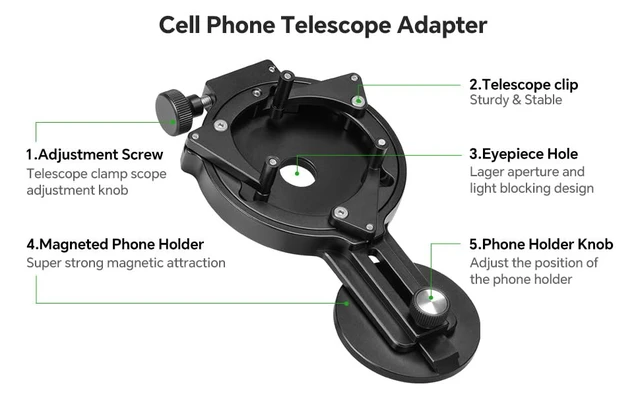 Alt view image 3 of 7 - FANAUE Telescope Phone Adapter, Spotting Scope Smartphone Phone Mount for Binoculars Monocular Microscope, Magnetic Cell Phone Digiscoping Holder for Camera Photography