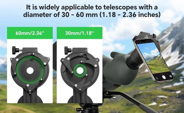 Alt view image 4 of 7 - FANAUE Telescope Phone Adapter, Spotting Scope Smartphone Phone Mount for Binoculars Monocular Microscope, Magnetic Cell Phone Digiscoping Holder for Camera Photography