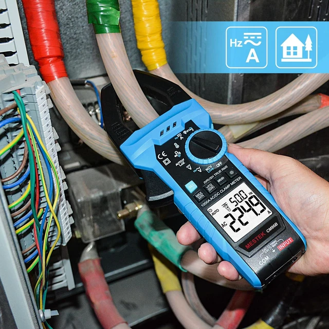 Alt view image 4 of 7 - MESTEK Inrush Digital Clamp Meter 1000A Multimeter with Backlit; TRMS 6000 Counts Amp Meter Voltage Tester with VFD, LOZ Mode, NCV, Measuring AC DC Current Voltage Temperature Resistance