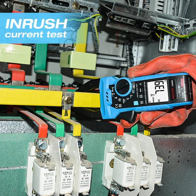 Alt view image 3 of 7 - MESTEK Inrush Digital Clamp Meter 1000A Multimeter with Backlit; TRMS 6000 Counts Amp Meter Voltage Tester with VFD, LOZ Mode, NCV, Measuring AC DC Current Voltage Temperature Resistance