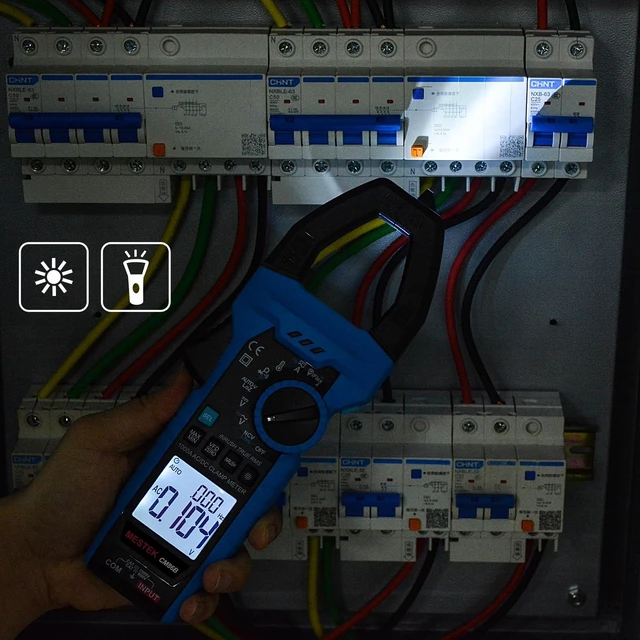 Alt view image 5 of 7 - MESTEK Inrush Digital Clamp Meter 1000A Multimeter with Backlit; TRMS 6000 Counts Amp Meter Voltage Tester with VFD, LOZ Mode, NCV, Measuring AC DC Current Voltage Temperature Resistance