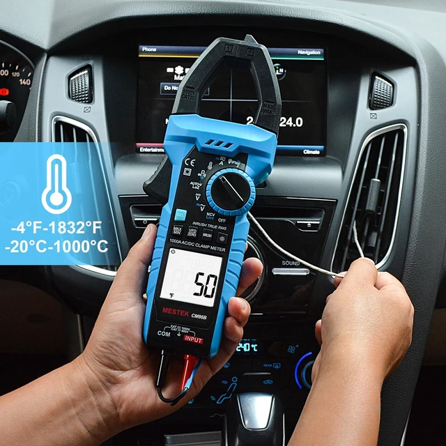 Alt view image 7 of 7 - MESTEK Inrush Digital Clamp Meter 1000A Multimeter with Backlit; TRMS 6000 Counts Amp Meter Voltage Tester with VFD, LOZ Mode, NCV, Measuring AC DC Current Voltage Temperature Resistance