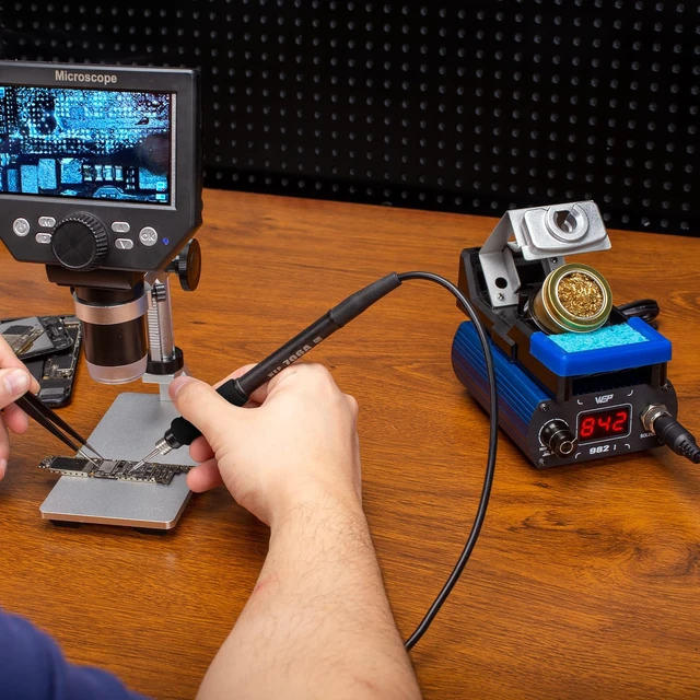 Alt view image 2 of 7 - WEP 982-I Precision Soldering Iron Station with Temperature Control, Preset Channels, °C-°F Conversion, Sleep Mode, Automatic Shutdown, Calibration Functions C210 Compatible Soldering Tips
