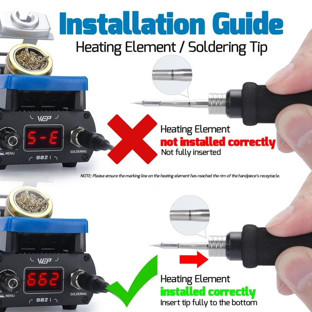 Alt view image 4 of 7 - WEP 982-I Precision Soldering Iron Station with Temperature Control, Preset Channels, °C-°F Conversion, Sleep Mode, Automatic Shutdown, Calibration Functions C210 Compatible Soldering Tips