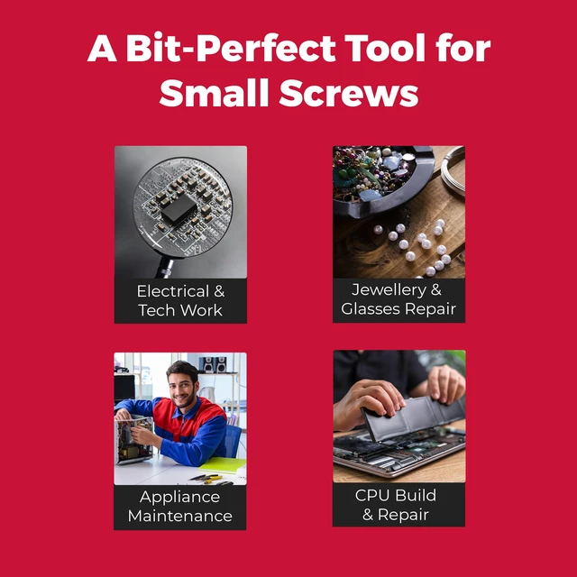 Alt view image 5 of 6 - MEGAPRO® 24-in-1 Precision Multi-Bit Screwdriver | Small Screw Application | Micro-fasteners | Eyeglass & jewelry Repair | Small Electronics Maintenance | Precision Tamperproof Bits