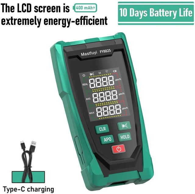 Alt view image 5 of 7 - Mastfuyi Nuclear Radiation Detector,Geiger Counter,Beta Gamma Xray Tester | Portable Rechargeable Radiation Monitor,Real-Time Value Detection,Ideal for Home,Lab, Outdoor & Environmental Safety