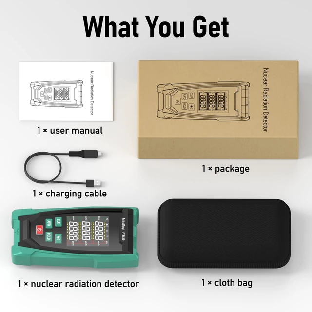 Alt view image 7 of 7 - Mastfuyi Nuclear Radiation Detector,Geiger Counter,Beta Gamma Xray Tester | Portable Rechargeable Radiation Monitor,Real-Time Value Detection,Ideal for Home,Lab, Outdoor & Environmental Safety