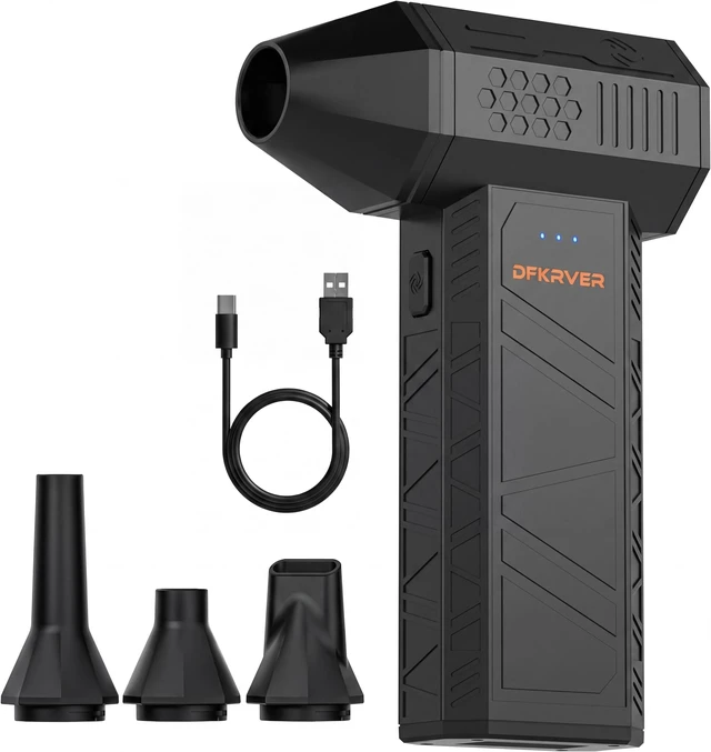 Main image of Compressed Air Duster ,110,000 RPM, mini Blower, 3-Gear Adjustable | Rechargeable air Duster,Turbo Fan ,Fast Charging, Computer, Keyboard, House, Outdoor, Car, 0.45 lb Lightweight, 4 Nozzles