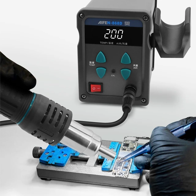 Alt view image 6 of 7 - 868D Hot Air Rework Station 700W Digital Display High Power with 7 Hot Air Nozzles Adjustable temperature and Air Volume, Automatic Sleep Function