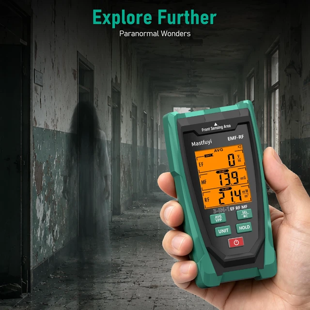 Alt view image 3 of 7 - Mastfuyi 3in1 EMF Detector, Rechargeable EF MF RF Radiation Meter | Halloween Ghost Hunting Equipment,Emf reader,Tricolor LED visual & sound alarm;5G for home office & paranormal inspection