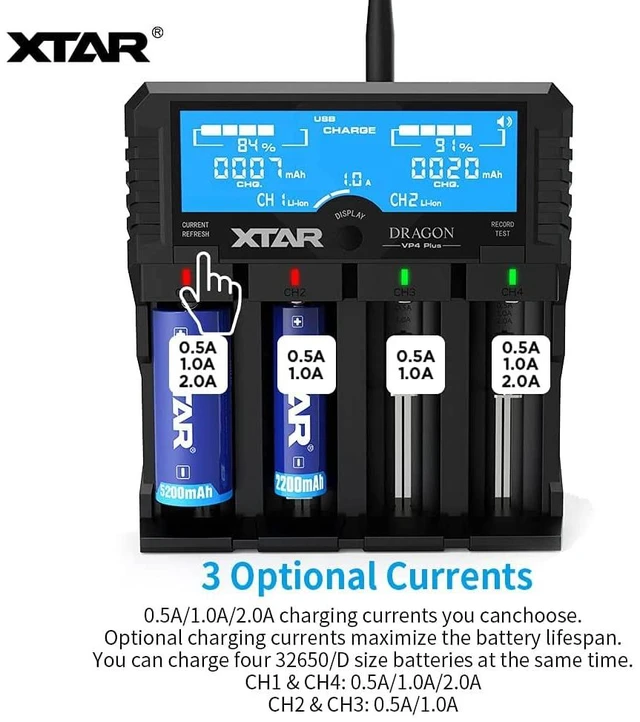 Alt view image 5 of 6 - XTAR Dragon VP4L Plus Professional 18650 Capacity Tester Universal 18650 Charger for Rechargeable Batteries Li-ion 21700 26650 14500 16340 Ni-MH AA AAA D with USB Output and Battery Repair Function