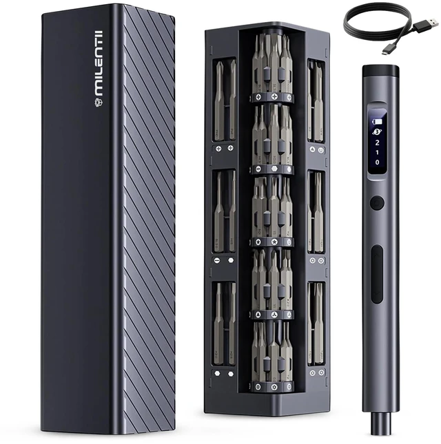 Main image of 57 in 1 Precision Electric Screwdriver Set with 50 Magnetic Bits | 3 Torque Settings, 500mAh Rechargeable Battery, OLED Display, Repair Tool Kit for Electronics Phone Camera Laptop Watch