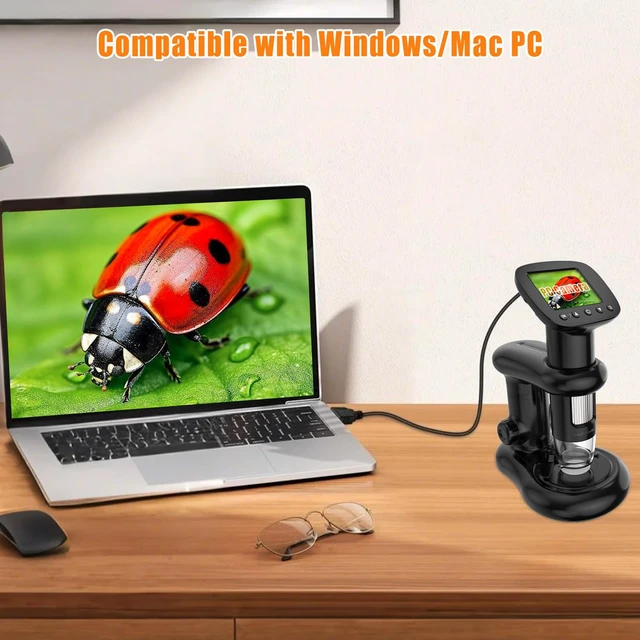 Alt view image 2 of 7 - Bysameyee Digital Microscope with 2inch IPS Screen, HD 1080P Handheld Pocket Microscope Comes with 32GB SD Card