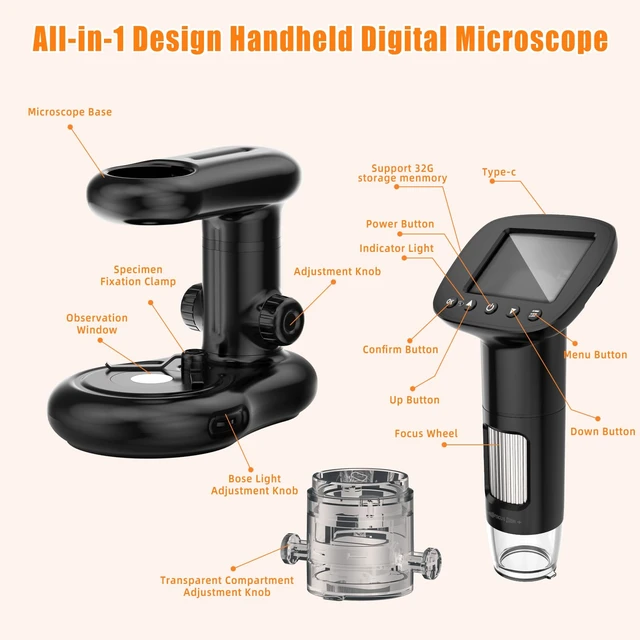 Alt view image 5 of 7 - Bysameyee Digital Microscope with 2inch IPS Screen, HD 1080P Handheld Pocket Microscope Comes with 32GB SD Card