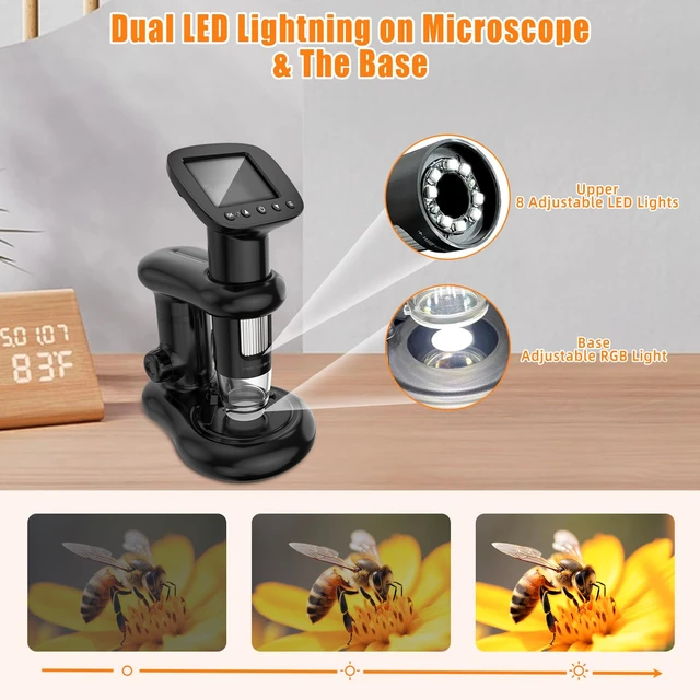 Alt view image 6 of 7 - Bysameyee Digital Microscope with 2inch IPS Screen, HD 1080P Handheld Pocket Microscope Comes with 32GB SD Card