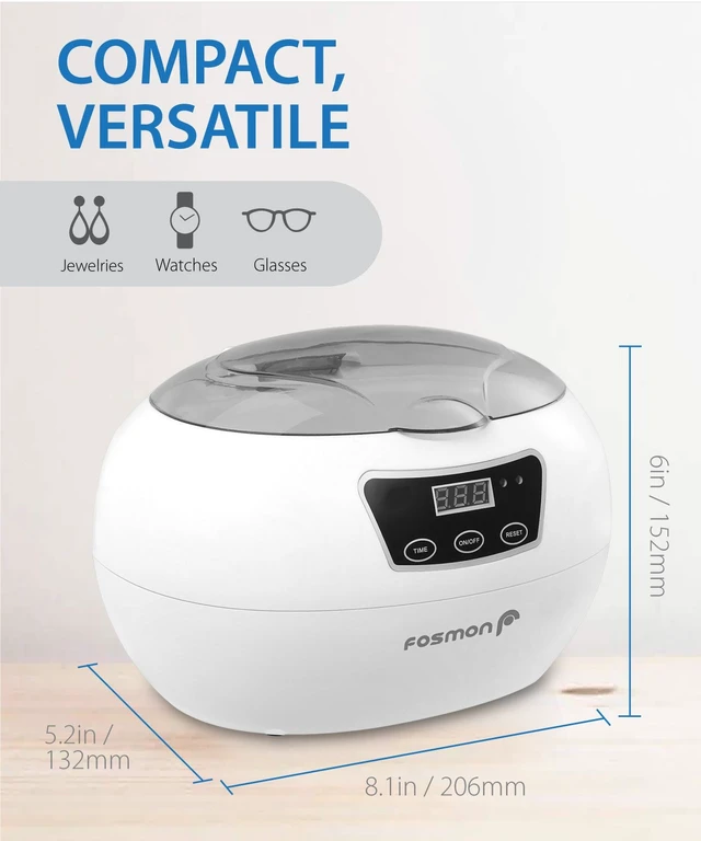 Alt view image 6 of 7 - Fosmon 600ML 42kHz Ultrasonic Cleaner with Digital Timer | Stainless steel tank, 18 preset cycles, professional cleaner for dentures/retainers/mouth guards/jewelry, digital timer.