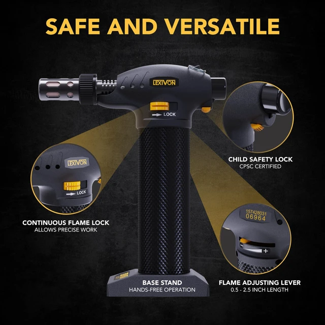 Alt view image 5 of 7 - LEXIVON Butane Torch Multi-Function Kit | Premium Self-Igniting Soldering Station with Adjustable Flame | Pro Grade 125-Watt Equivalent (LX-771)