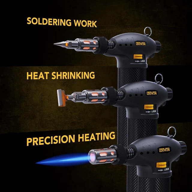 Alt view image 6 of 7 - LEXIVON Butane Torch Multi-Function Kit | Premium Self-Igniting Soldering Station with Adjustable Flame | Pro Grade 125-Watt Equivalent (LX-771)