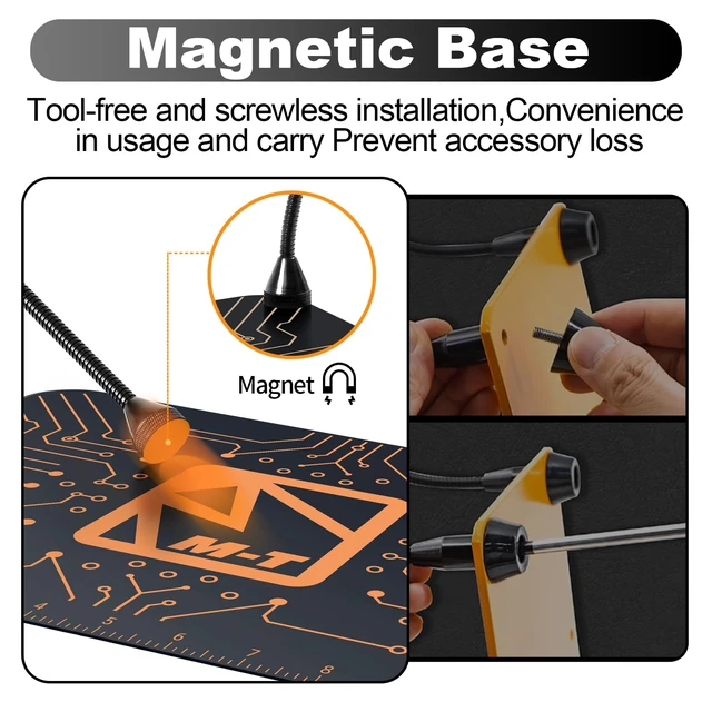 Alt view image 3 of 6 - M-T Helping Hands Soldering Station, Magnetic Third Hand Tool PCB Holder with 5X Magnifying Glass 13x9 IN Non-Slip Steel Weighted Base 4 Arms for Electronic Repair Soldering Jewelry Crafts and Welding
