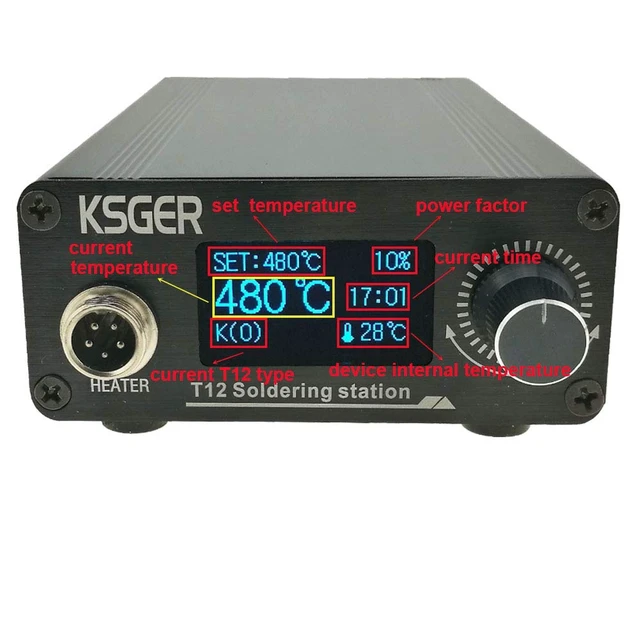 Alt view image 7 of 7 - KSGER T12 Soldering Iron Station OLED DIY STM32 V2.1S Temperature Controller Electronic Welding Iron Tips Handle Aluminum Alloy Case Power Equipments 110V T12-K D16 JL02 Sting